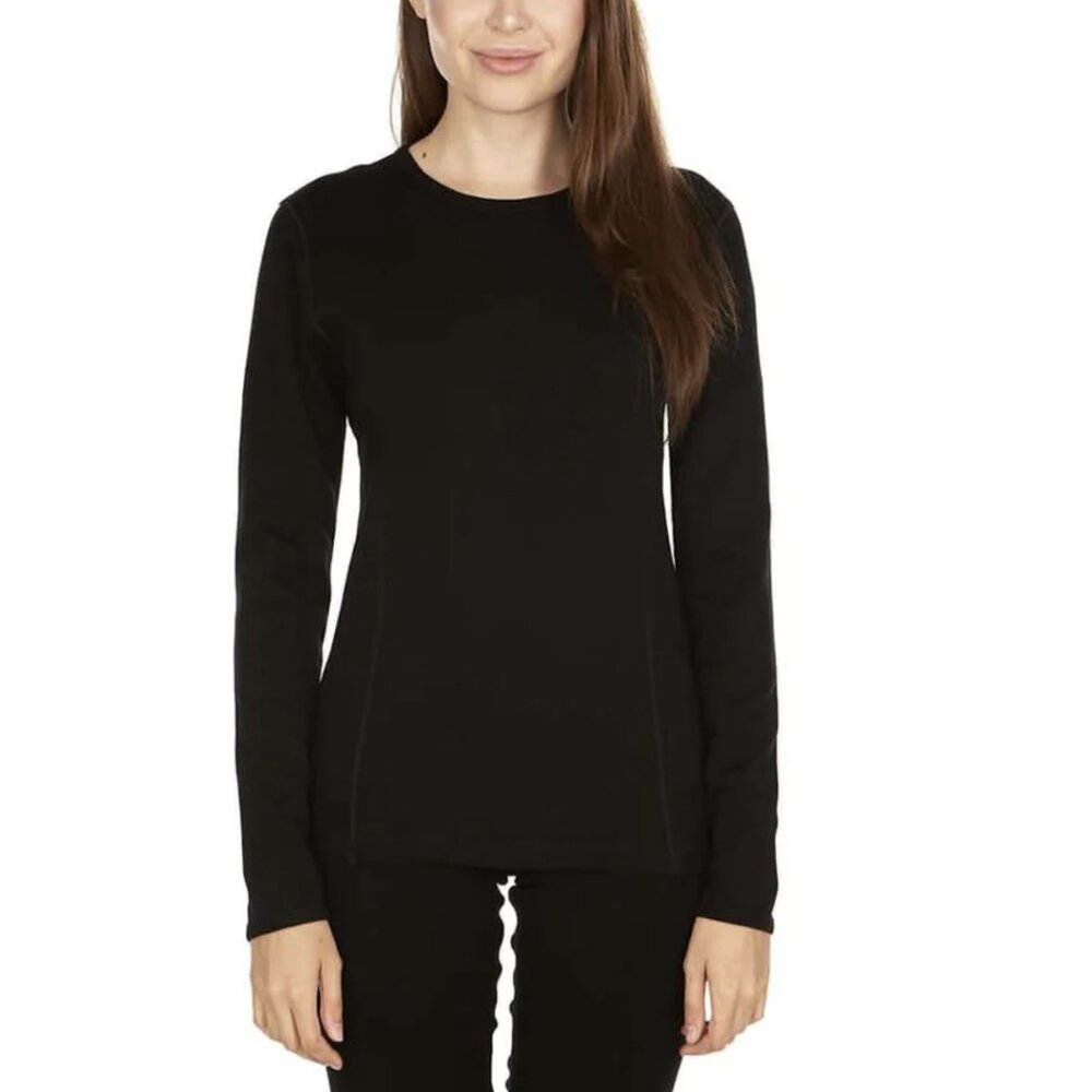 Minus 33 100% Superfine Merino Wool Long Sleeve Crew Black Heavyweight 400 #807